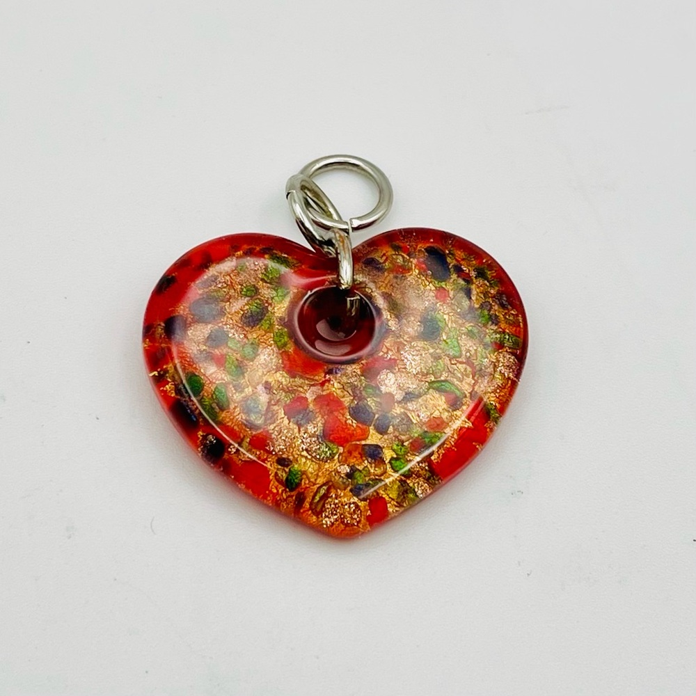 Red Heart Glass Pendant Necklace Charm - Designer Style